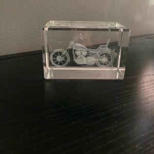 Like New 3D Etched Crystal Motorcycle